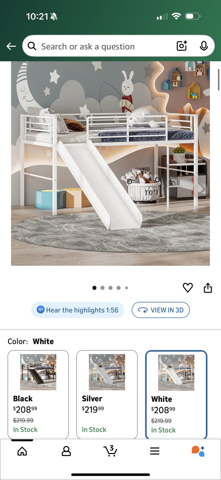 Twin Size Loft Bed With Slide (White)