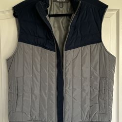 Men's Large Kenneth Cole Reaction Navy Blue Gray Casual Vest Full Zipper Pockets