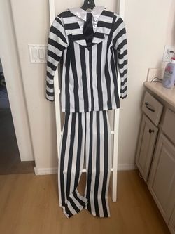 Beetlejuice kids Large Black and White Striped Halloween Costume