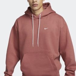 Nike Solo Swoosh Fleece Hoodie Pullover Heavyweight Red CV0552-691 Mens Size S