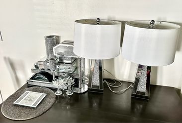 Crushed Diamond Silver Glam Home Decor Bundle