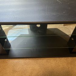 TV Stand Black With 2 Glass Shelves 