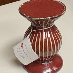 Home Interiors and gifts Retired distressed red ceramic candle holder 