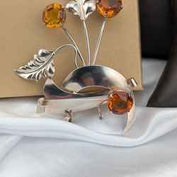 ✨🧡Vintage Sterling Silver Floral Brooch|14.62g|3"🧡✨