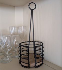 vintage paper towel holder stand wire basket with cork base
