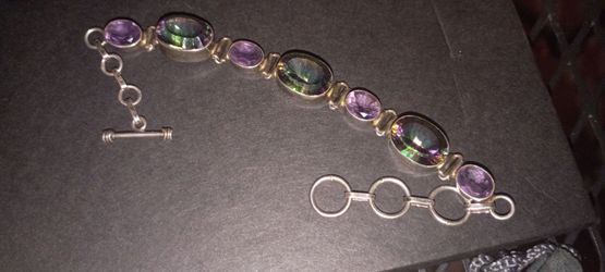 Vintage sapphire mystic amethyst bracelet