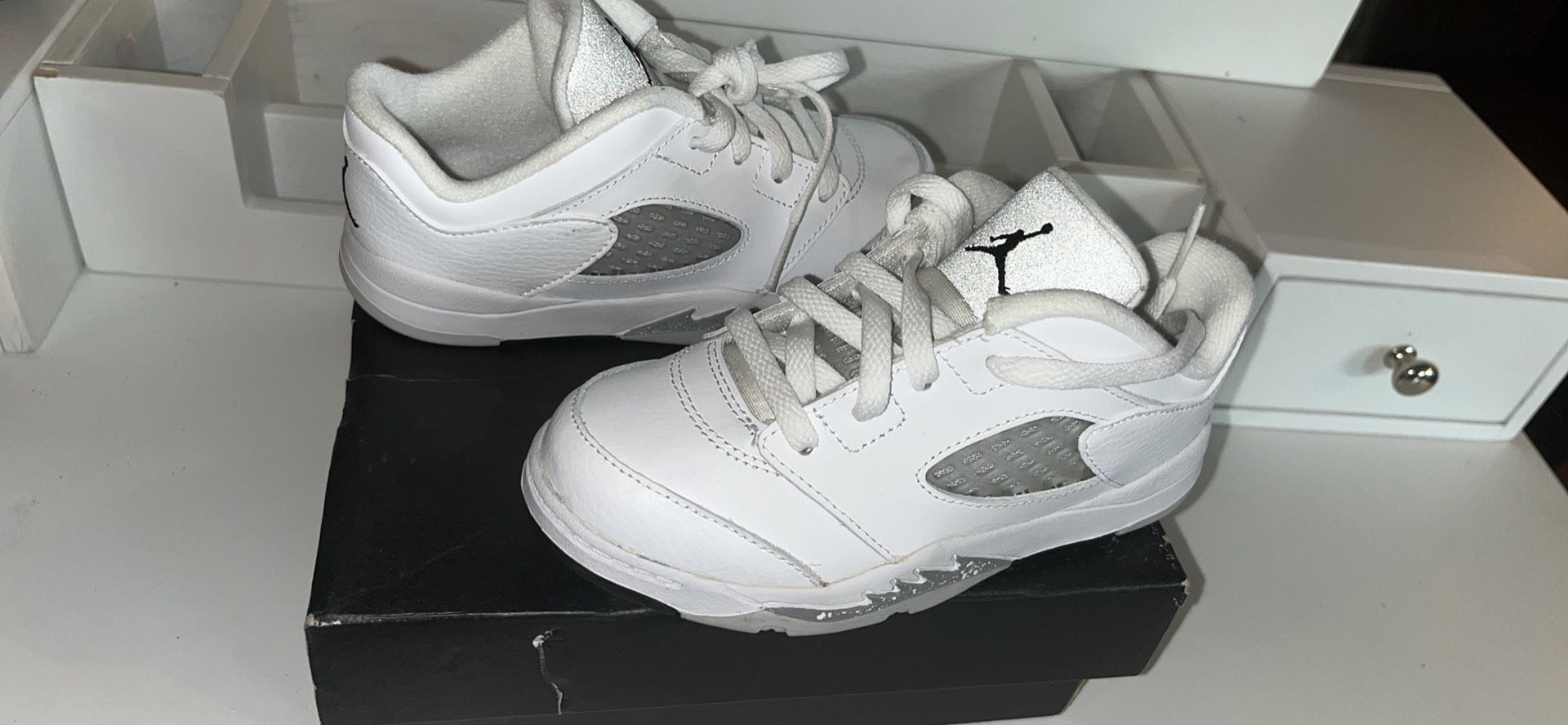 Kids Jordan 5 Low Gs “white Wolf Grey”