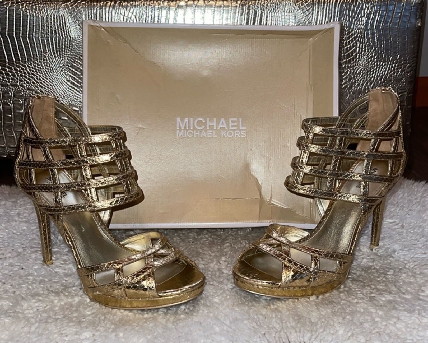 Michael Kors Trinity platform metallic leather heels Gold