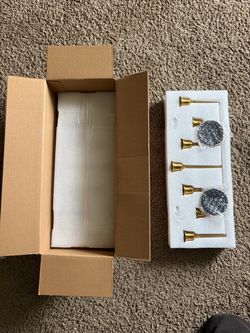 Gold Metal 5-Arm Taper Candle Holder Set