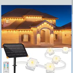 50 Ft Solar Permanent Outdoor Lights for Fence,Smart RGB Eaves Lights with App & Remote Control,IP67 Waterproof Solar Strip Lights Oourdoor for Holida