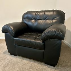 Emma Premium Black Top-Grain Italian Leather Tufted Chair