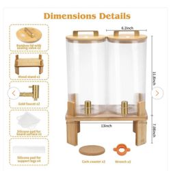 NEW 2-Piece 1.5 Gal. Glass Beverage Dispenser With Wood Stand