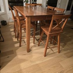 Solid Wood Table And 7 Chairs 