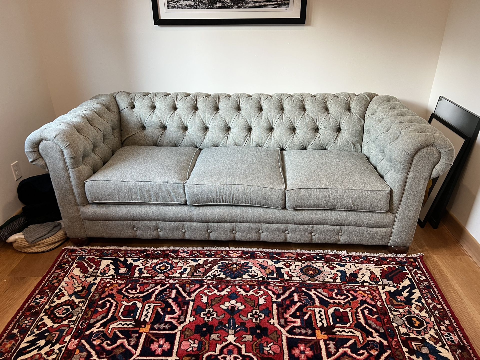 Chesterfield sofa with pull out bed.