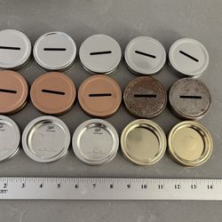 lot of Ball / Mason jar lids - slotted coin bank + storage