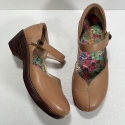 Alegria Celeste Mary Jane Tan Aged Bone Leather Comfort Clogs Women Size 8