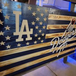 LA DODGERS Wood Flag