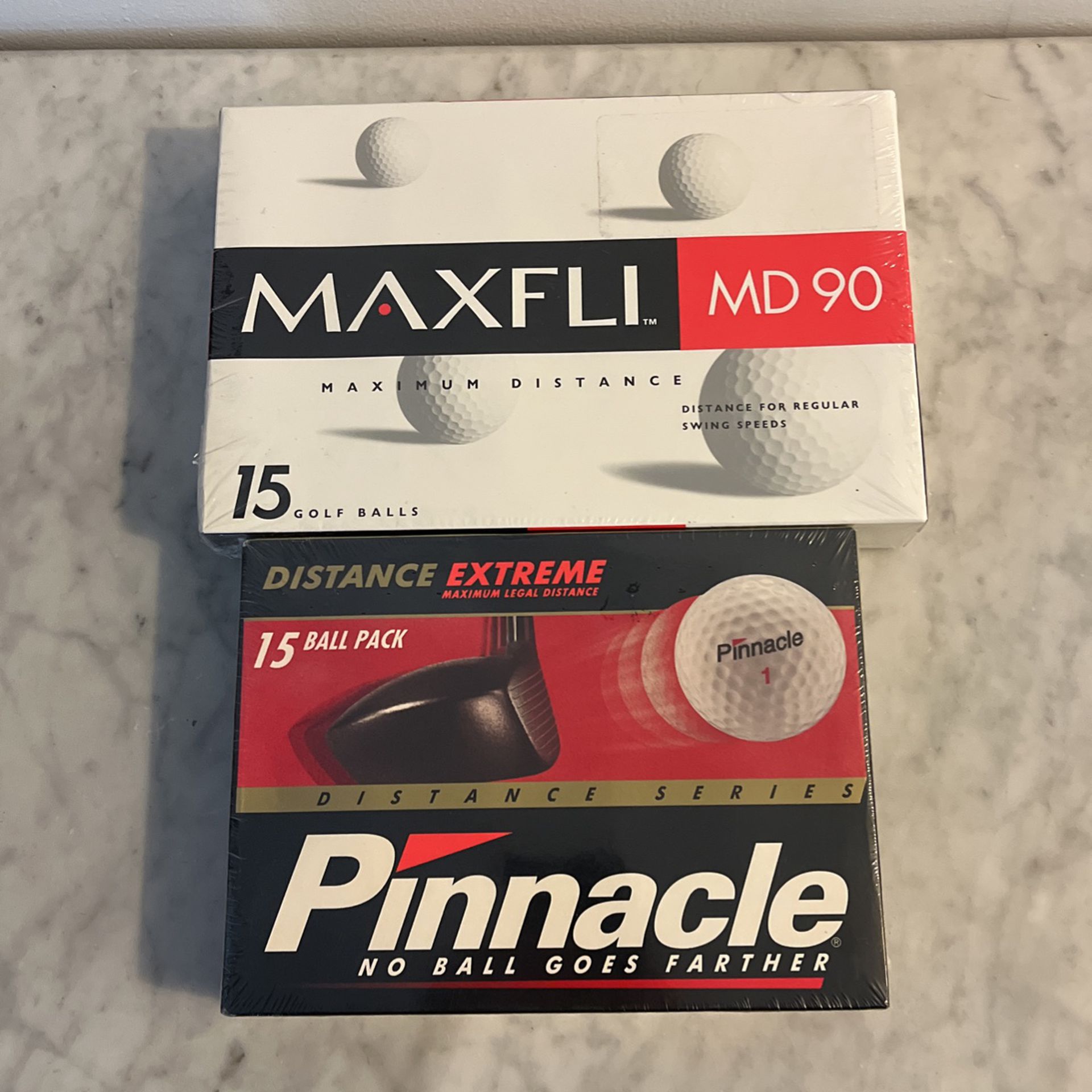 MAXIFLI MD 90 & PINNACLE Golf Balls 30 Total Sealed Packaging Price Is For Both Boxes 