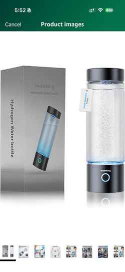 Hydrogen Water Generator Bottle - 400ml Rechargeable Ionizer, Portable Hydrogen Rich Water Cup Maker, Travel, Sports, Gift (Black)