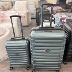 Delsey Paris 2-Piece Hardside Spinner Luggage Set, Green, New in Box