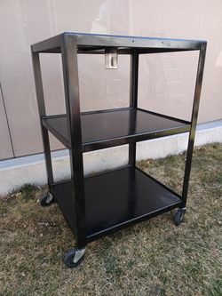 Metal Storage Push Cart on Wheels 28" x 24" x 42.5" tall