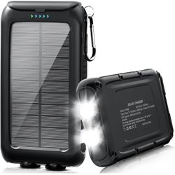 Solar-Charger-Power-Bank-49800mAh Portable Solar Phone Charger with LED Flashlight/15W Fast Charge USB C Waterproof External Backup Battery Pack