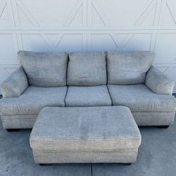 Grey Couch And Ottoman 
