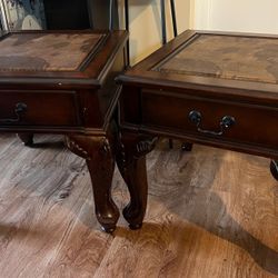 Vintage World Map Solid Wood Side Tables