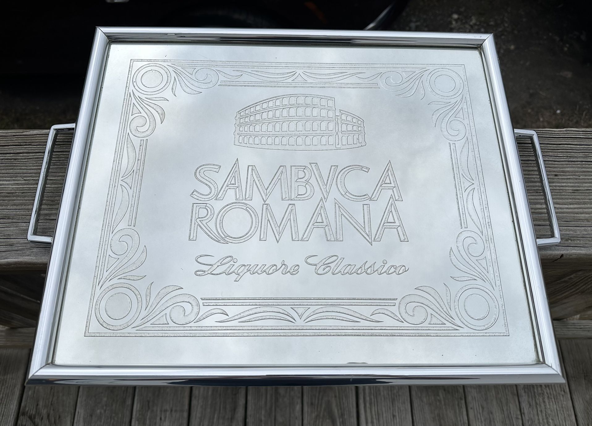 Vintage Sambuca mirrored serving tray/wall display