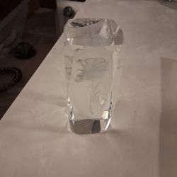 Glass Rose Paperweight Clear Glass 