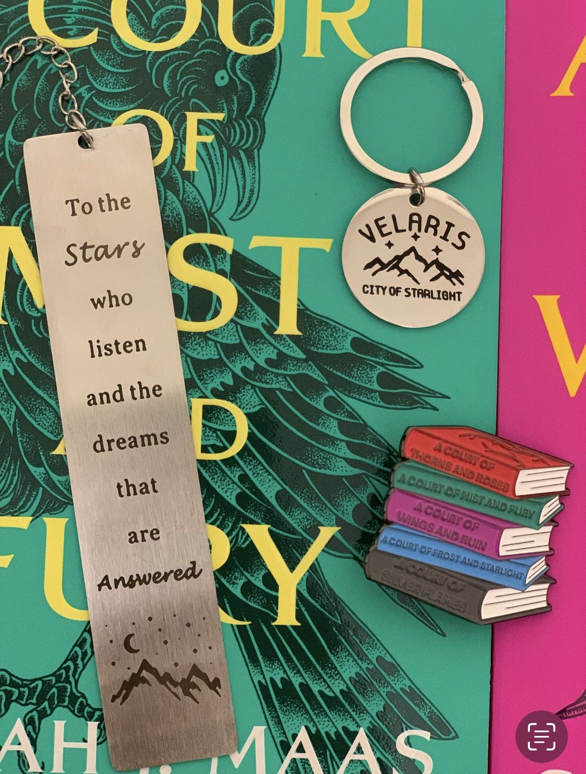 A Court Of Thrones And Roses Bookmarks Pins And Keychains