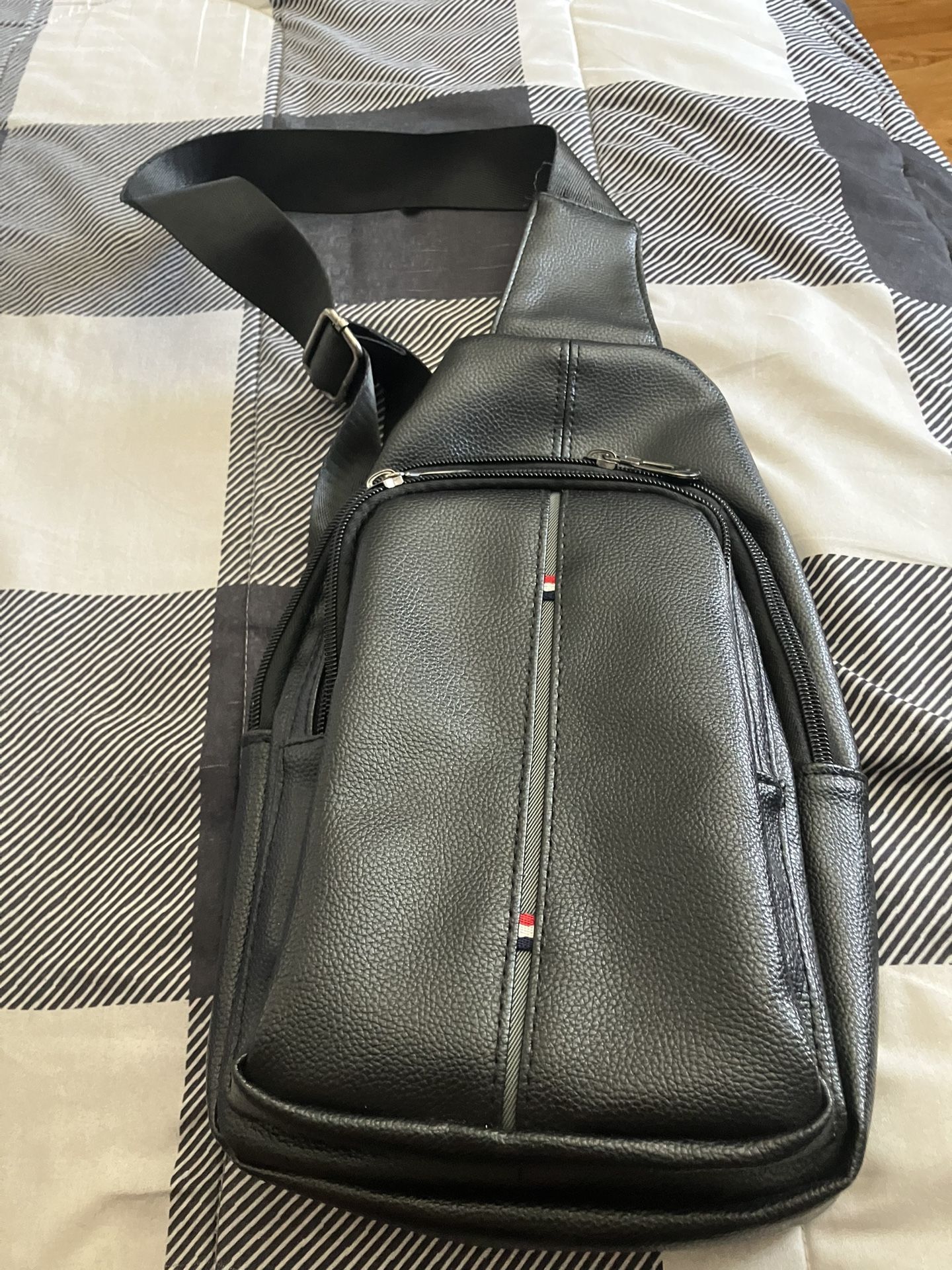 West End Black Faux Leather Crossbody Sling Bag Backpack with Adjustable Strap