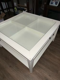 White glass top coffee table
