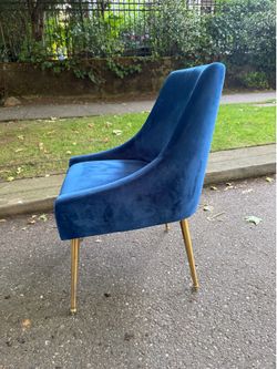 TOV Furniture Beatrix Navy Velvet & Gold Accent/Dining Chair