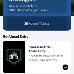 Dodger Tickets 6/21/2026 @1:10 PM 