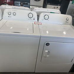 Amana Washer And electric Dryer Top Load Set In White 