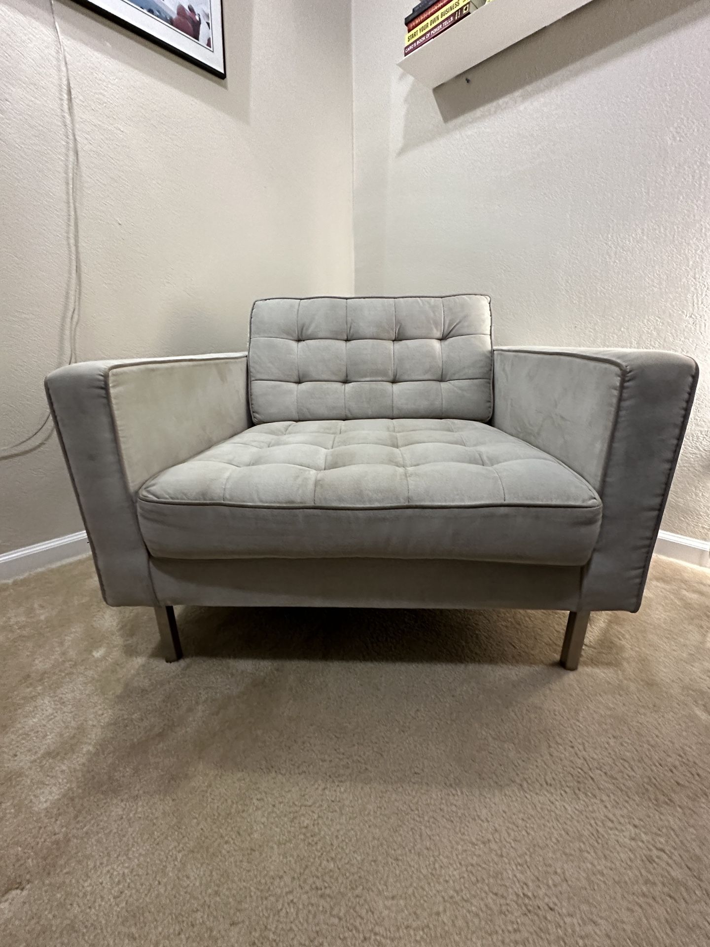 Gray Gus Modern Spencer Tuft Arm Chair Orig $1150