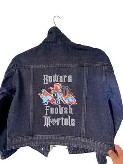 Disney Beware of Foolish Mortals Denim Jacket Hitchhiking Ghosts