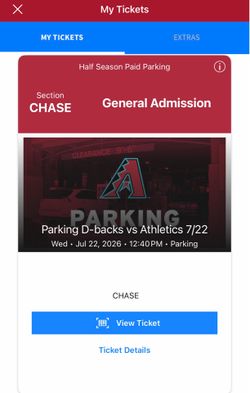 PARKING PASS DBACKS 7/22