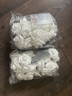White Foam Rose Fairy Light Garland – 2 Pack