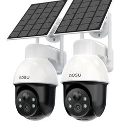 aosu 3K/5MP Solar Security Cameras System Wireless Outdoor, Battery Powered WiFi Camera for Home Security, Panoramic PTZ, Auto Tracking, Human/Vehicle