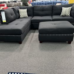Sectional Sofa Set With Ottoman