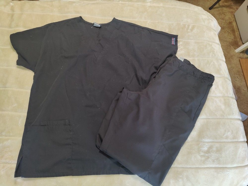 Black Scrub Set, Top And Pants