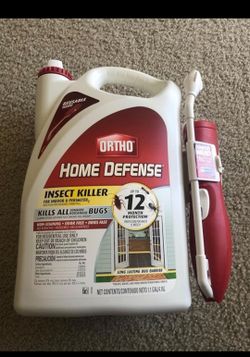 Ortho Home Defense Insect Killer for Indoor & Outdoor & Perimeter2 with Comfort Wand, Controls Ants, Roaches, and Spiders, 1.1 gal.
 Brand New.