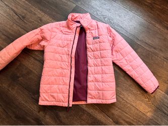 EUC Patagonia Kids Nano Puff Brick Quilt Jacket Size XL 14 Planet Pink