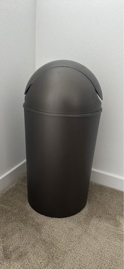 Dark Gray Plastic Trash Can with Dome Lid