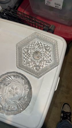 Cut Glass Crystal Dishes Set of 2
