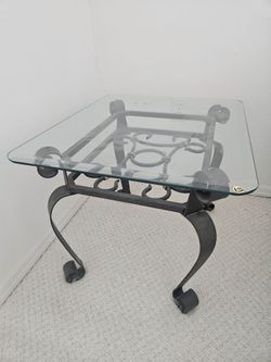 Glass and Iron End Table