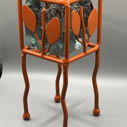 Mesa International Candle Holders Wrought Iron Hand Blown Glass Mexico