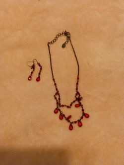 Beaded necklace and earrings